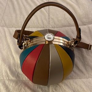 Pinstripe Basketball Ball Shaped Purse
